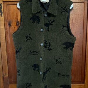 Women's Olive Green Patterned Vest